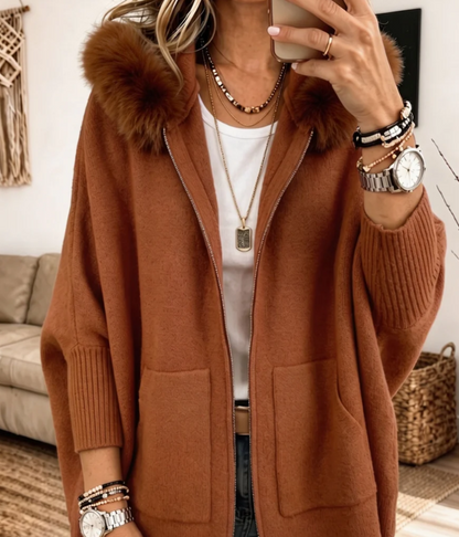 Gilet Cosy à Capuche Fourrure