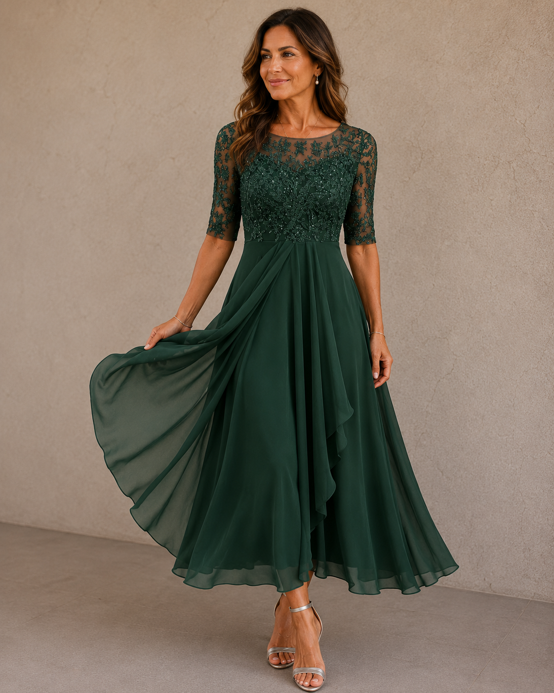 Robe Abella En Dentelle & Mousseline