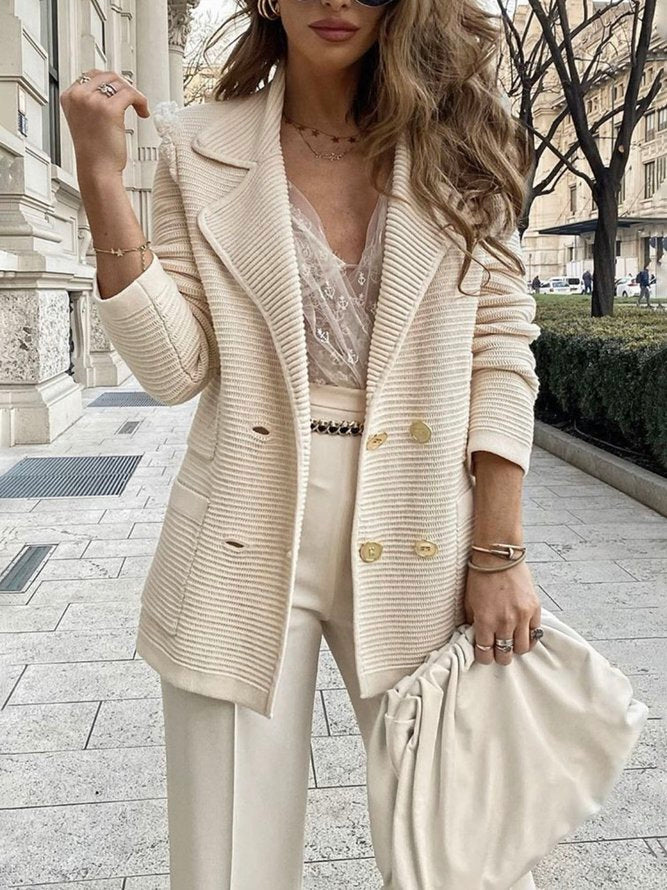 Gilet Blazer Crème En Coton