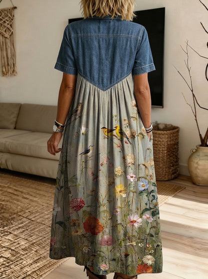 Robe Merle Boutonnée En Denim