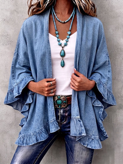 Cardigan Bohème En Jean À Volants