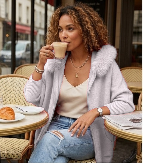 Gilet Cosy à Capuche Fourrure